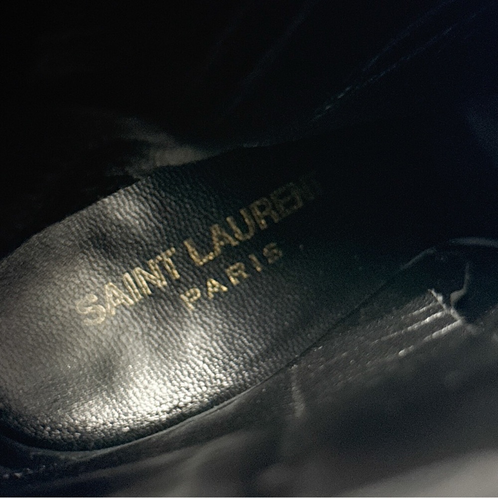 Saint Laurent Joplin Western Embellished Suede Block Heel Ankle Boots Black 35.5 - Picture 11 of 15